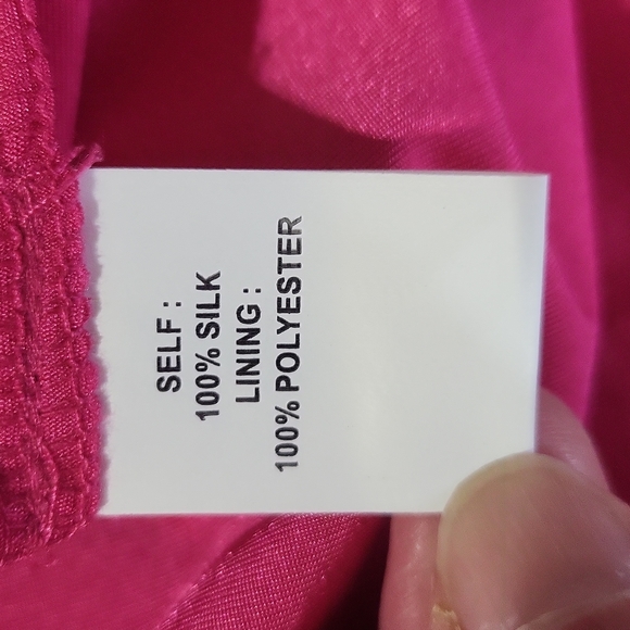 PHOEBE COUTURE 100% Silk Hot Pink & Purple Colorblock Shift Dress - Picture 12 of 14